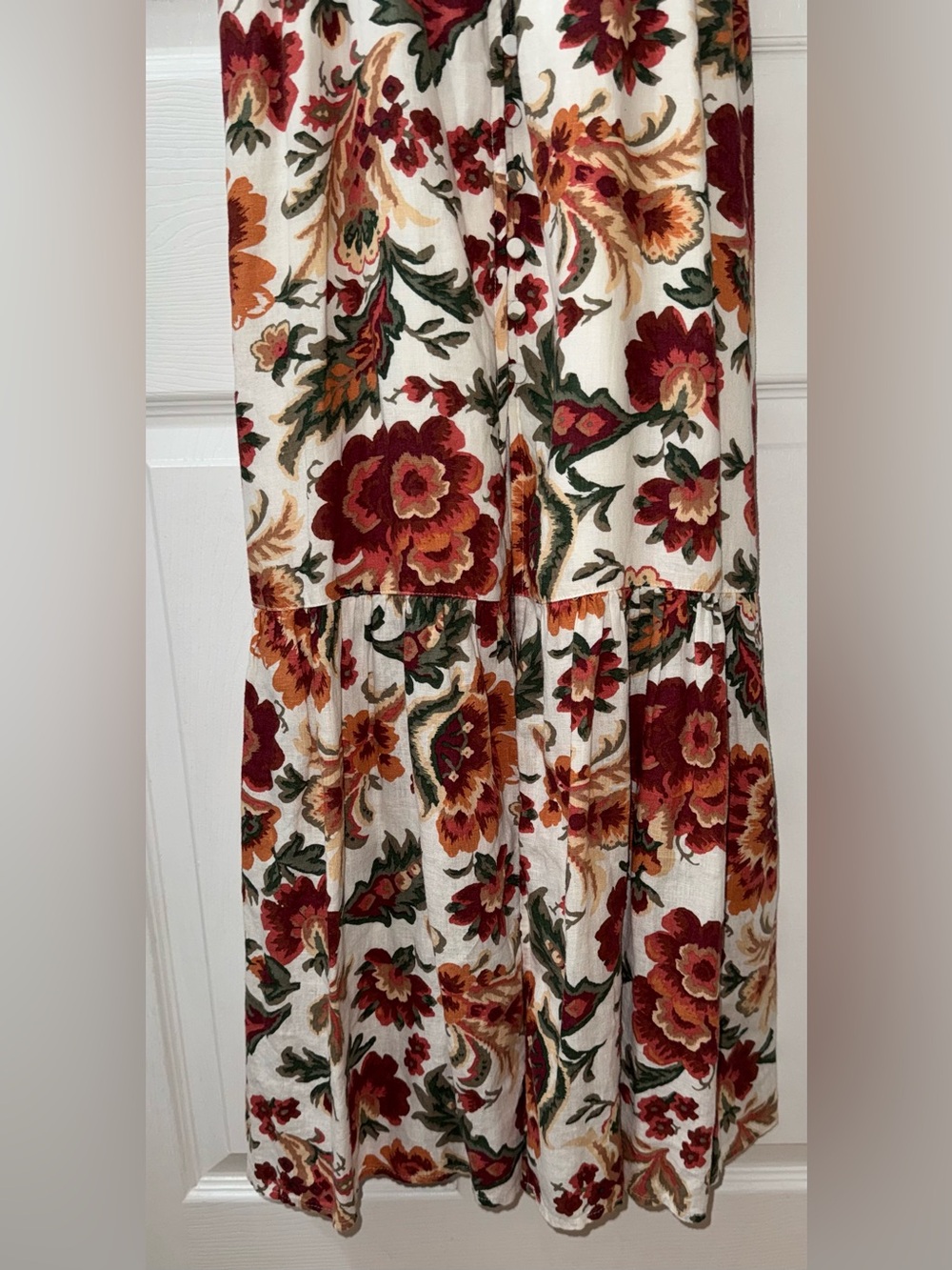 Abercrombie & Fitch Linen-Blend Floral Ruffle Maxi Dress Size XXSP - Picture 4 of 7